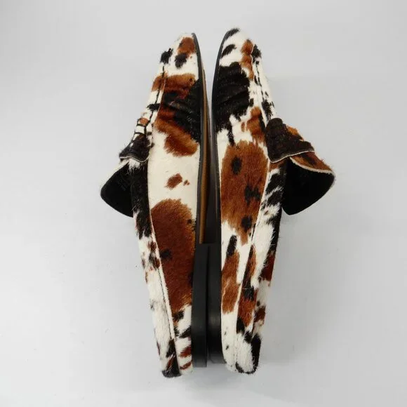 Steve Madden Rafe Penny Loafer MULES Slip On Size 6.5 Brown Cow Calf Hair EUC - Picture 14 of 16